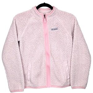 Columbia Girls Wool Fleece Jacket Pink Youth Medium 10/12 Zip Pre-Owned